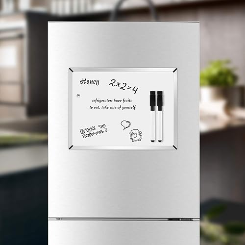 Miniatura 5 de Pizarra blanca magnética, 9 x 12 pulgadas, pizarra pequeña de borrado en seco de doble cara con 2 marcadores, 1 pin magnético, 2 cintas