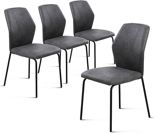 Miniatura 1 de Zerifevni Juego de 4 sillas de comedor modernas para cocina, cojín ancho y duradero, de cuero, para comedor y cocina (4 marrones)