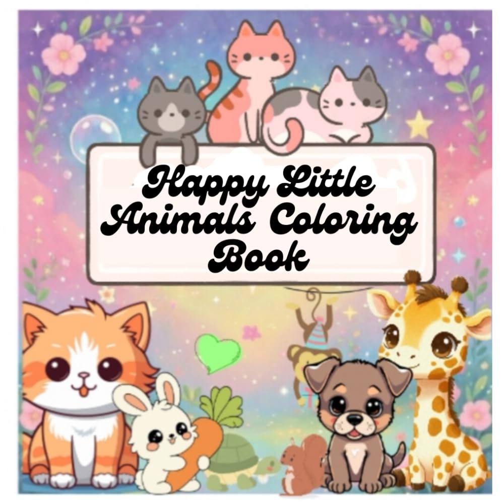 Happy Little Animals Coloring Book: Fun, Cute, and Relaxing Animal Pages to Color