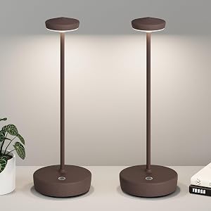 2 Pack Rechargeable Cordless Table Lamps, Portable 5000mAh Outdoor Table Light, 3 Color Stepless Dimming LED Table Lamp with Memory Function, for Home/Dinner/Patio/Restaurant.(Rust)