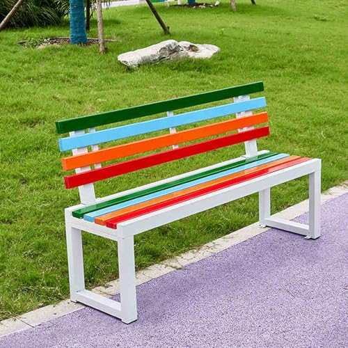 頑丈な屋外用金属製ガーデンベンチ(背もたれ付き) - 公園や庭園用の鋳鉄製パティオソファ。耐久性のあるテラス席。屋外でのリラックスに最適。