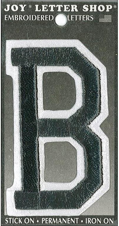 Joy Applique Letter Iron On Varsity 3" Black B