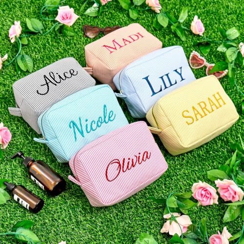 personalized toiletry bag - premium corduroy fabric with embroidery customization vintage-inspired travel cosmetic organizer for women amp teens lightweight amp compact gift gift-ready