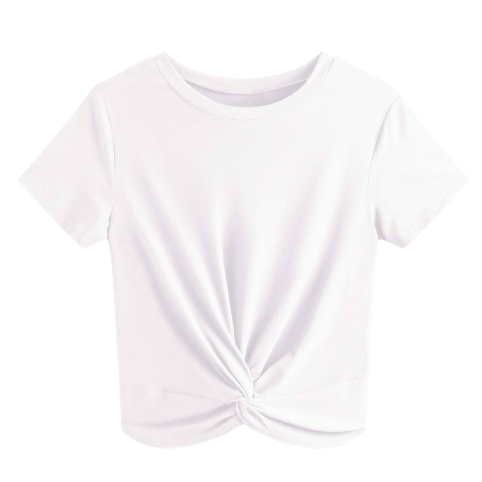 JINKESI Women's Summer Twist Front Crop Tops Casual Short Sleeve T-Shirt Round Neck T-Shirt,Trendy Basic Cropped Tops,Cute,Stylish Going Out Top For Daily Travel Work Summer Outfits