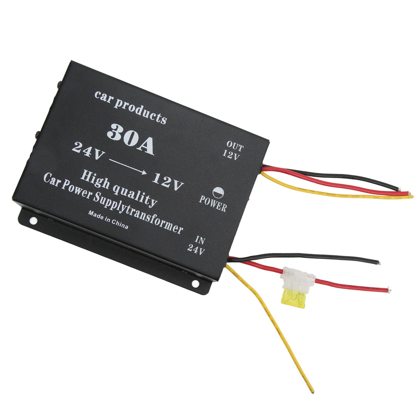 Dioche Convertisseur DC24V à 12V avec Court-Circuit - Module Réducteur de Tension de Voiture Professionnel pour Camions, Bus et Plus Encore (30A)