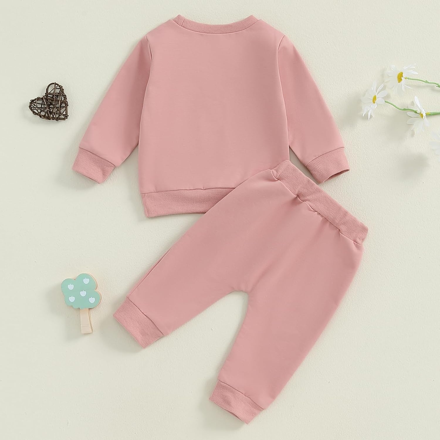 Toddler Baby Girl Clothes 1-6 Years Fall Winter Outfit Funny Letter Long Sleeve Solid Color Sweatshirt Tops Pants Set - Image 4