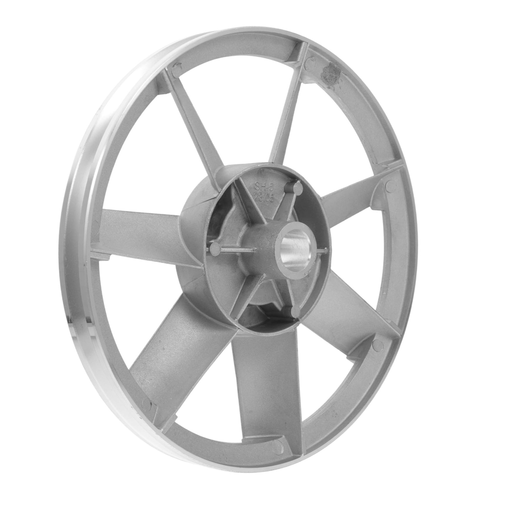 Poulie en aluminium argentée à rainure simple pour compresseur portatif double cylindre