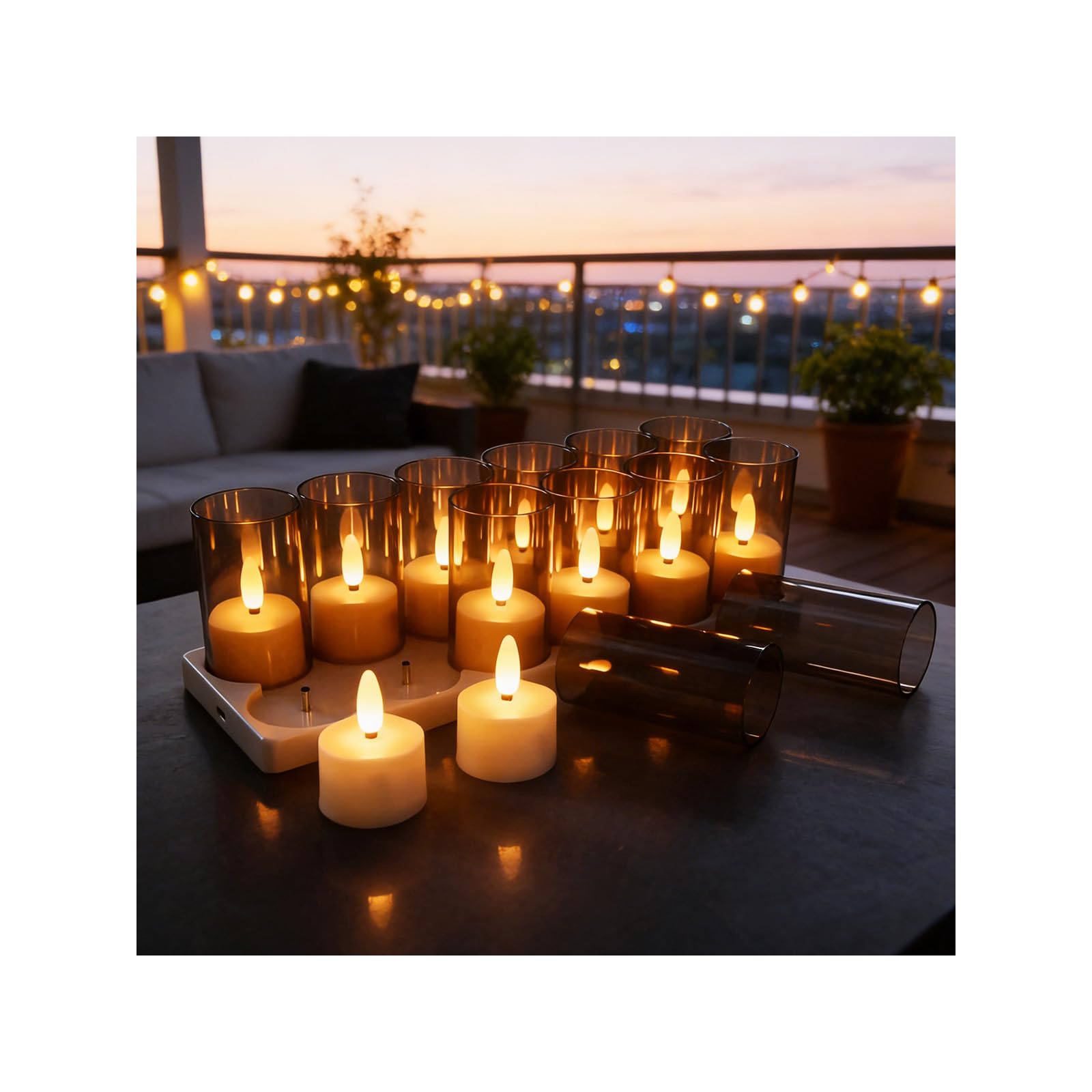 LED Teelichter Wiederaufladbar mit Fernbedienung, Timer & Ladestation by MMOBIEL – 12 Stück USB Flammenlose Aufladbare Teelichter Kerzen für Zuhause, Tisch, Hochzeit & Weihnachtsdeko