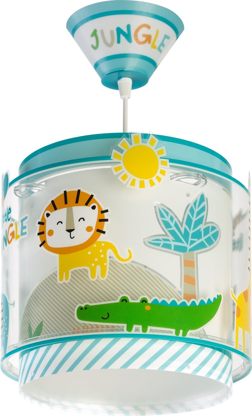 Dalber Lámpara Techo Colgante Infantil Animales Jungla 76112M E27 | Incluye difusor de luz inferior extraible; Habitación Niños; My Little Jungle; multicolor; animales