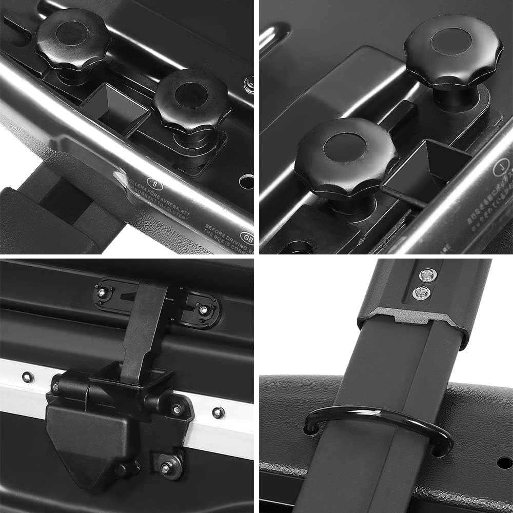 DNA Motoring Extra Long XXL Lockable Rooftop Cargo Carrier Box Roof Luggage Storage Case w/Lock+Keys, 110Lb Capacity, 15 Cubic Ft.(Glossy Black),PT-ZTL-8294-GSBK