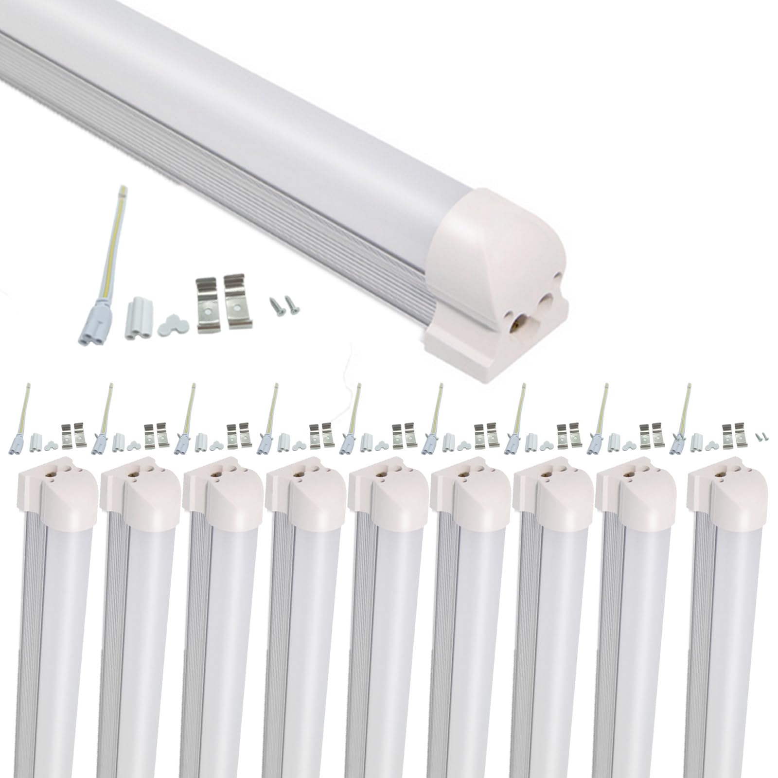 3FT 30W 3200LM, luces de tubo led T8, sin parpadeo,tubo led integrado en forma de V, debajo de la lámpara del gabinete,paquete de 10 (Nature White 4000K, 0.9M 30W Milk Cover)