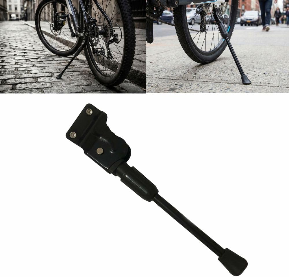 - Heavy-Duty Metal Side Parking Support with Anti-Slip Rubber Base for 26-Inch Road & Mountain Bicycles, Dual Hole Design (35cm/13.78in, Black)‌