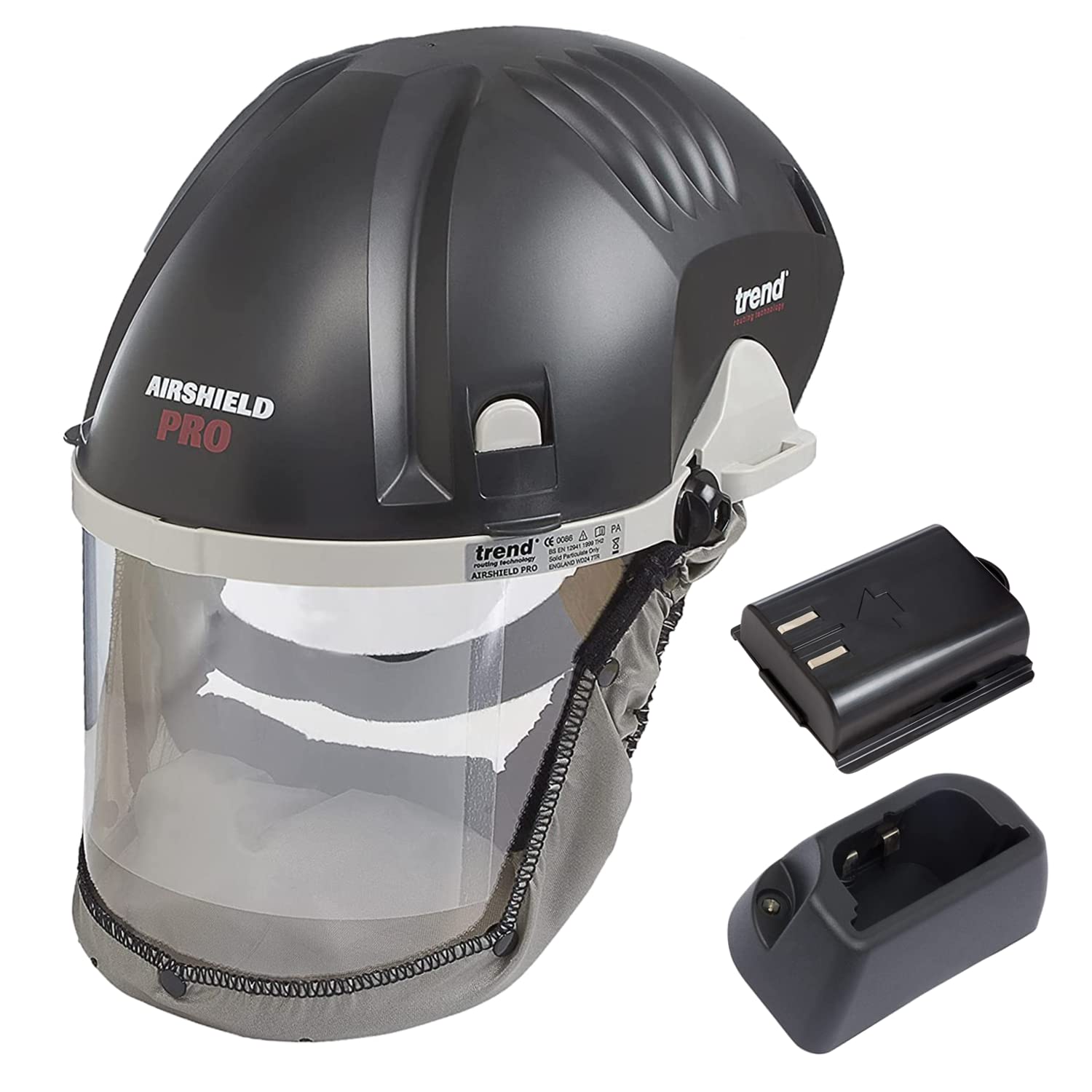 Trend Airshield Pro Full Faceshield, Dust Protector, Battery Powered Air Circulating Mask for Woodworking