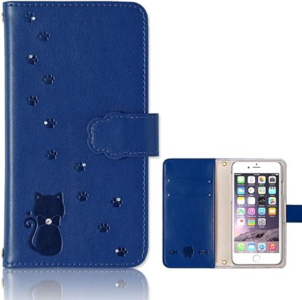 Amazon Co Jp Coverary Disney Mobile Dm 01k ケース 手帳型 ディズニーモバイル Dm01k スマホケース ブルー 全機種対応 猫 ねこ 肉球 家電 カメラ