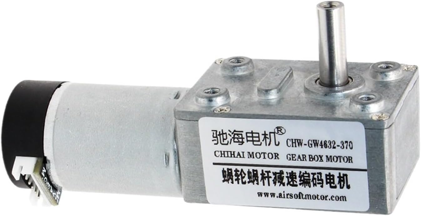 CHW4632-370ABHL Worm Gear DC Motor Encoder With Hall Encoder 24V 12V 6V Reversible Adjust Speed Self-Lock For Robot DIY Barbecue(6V 185rpm i32)