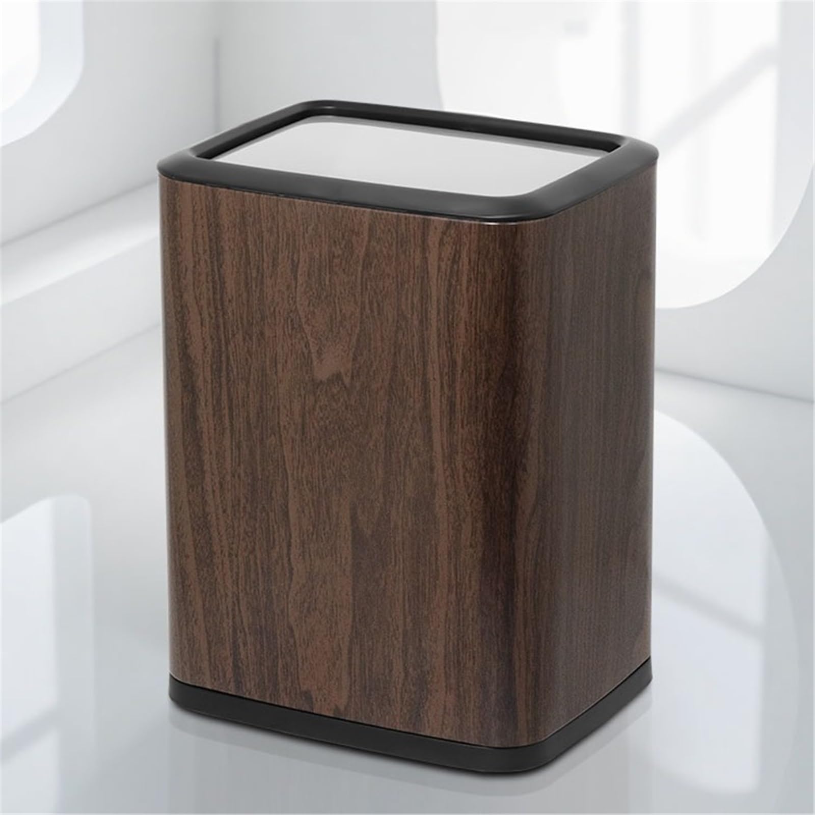 Interior Papelera de oficina estilo retro chino, papelera baño con tapa for y cocina contenedor de basura(Bruin)
