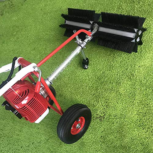 VPABES 2-Stroke Walk Behind Cleaning Machine 43CC Walk Sweeper Machine Gas Powered, Hand Held Broom Sweeper for Concrete Driveway Sidewalks and Lawn Garden 1.7HP