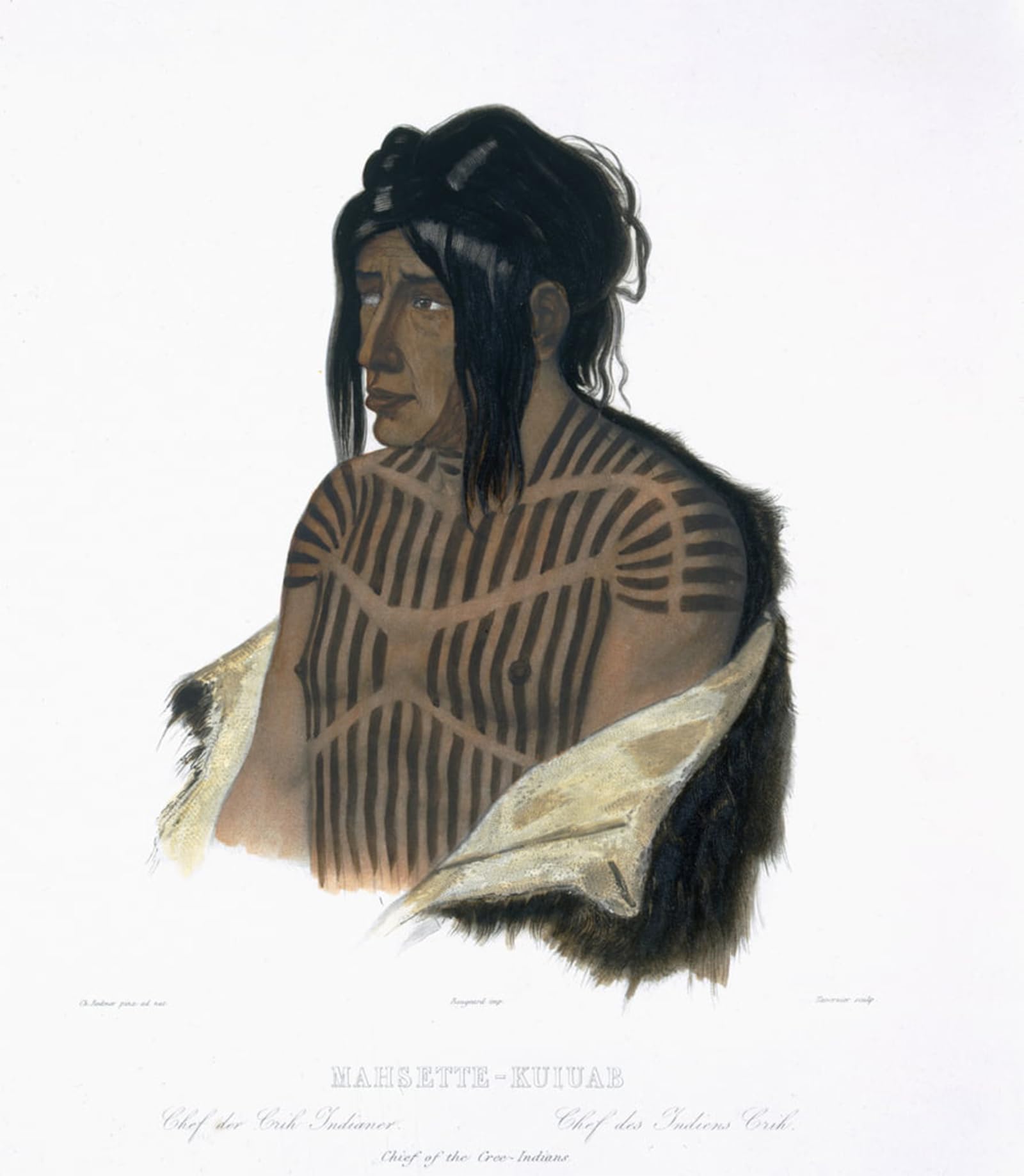 POSTERIIk Famous Animal Posters Vintage Picture Mahsettekuiuab Chief of the Cree Indians by Karl Bodmer Modern Wall Decor for Home Decor 60x90cm