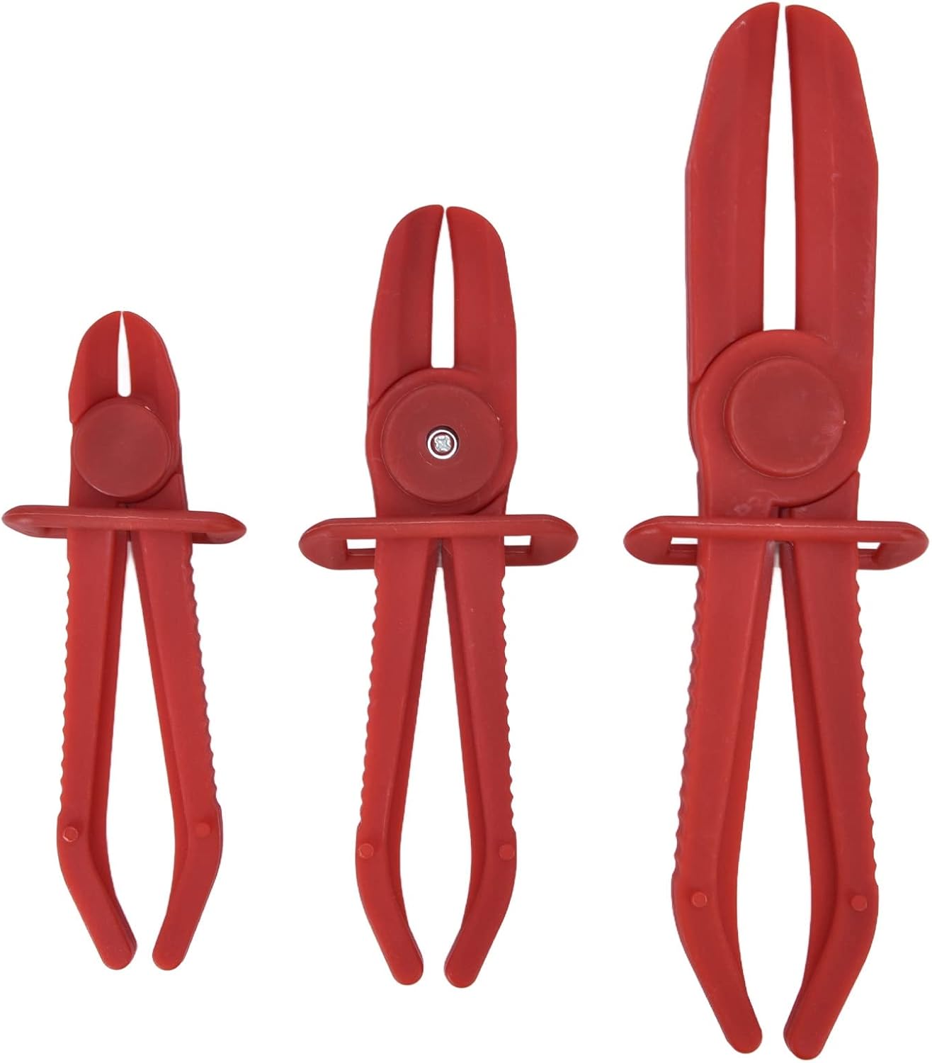 3Pcs Hose Pinch Off Pliers Set for Fuel Line and Brake Hose Clamping, Lawn Mower Gas Line Tool Kit with Nylon Clamp Pliers, Workshop Factory Red