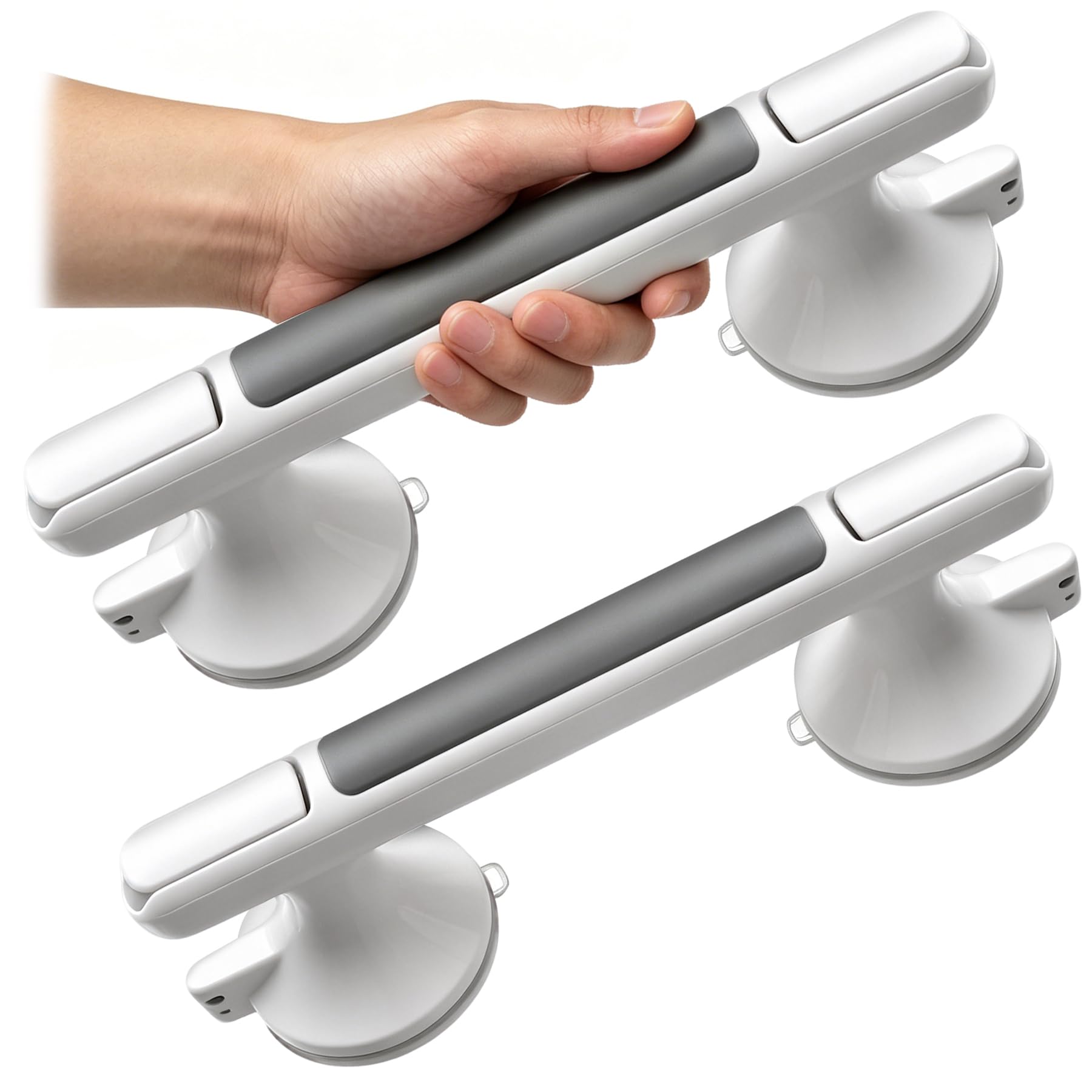 Lot de 2 barres d'appui à ventouse pour douche – Poignée de douche robuste de 33 cm pour la sécurité des personnes âgées – Barre d'équilibre de salle de bain pour personnes âgées handicapées