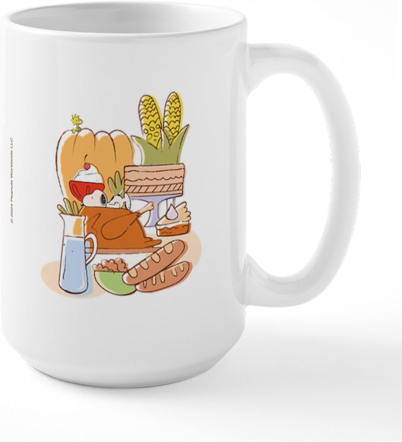 CafePress Snoopy Thanksgiving Dinner 15 oz (444 ml) Ceramic Coffee Mug