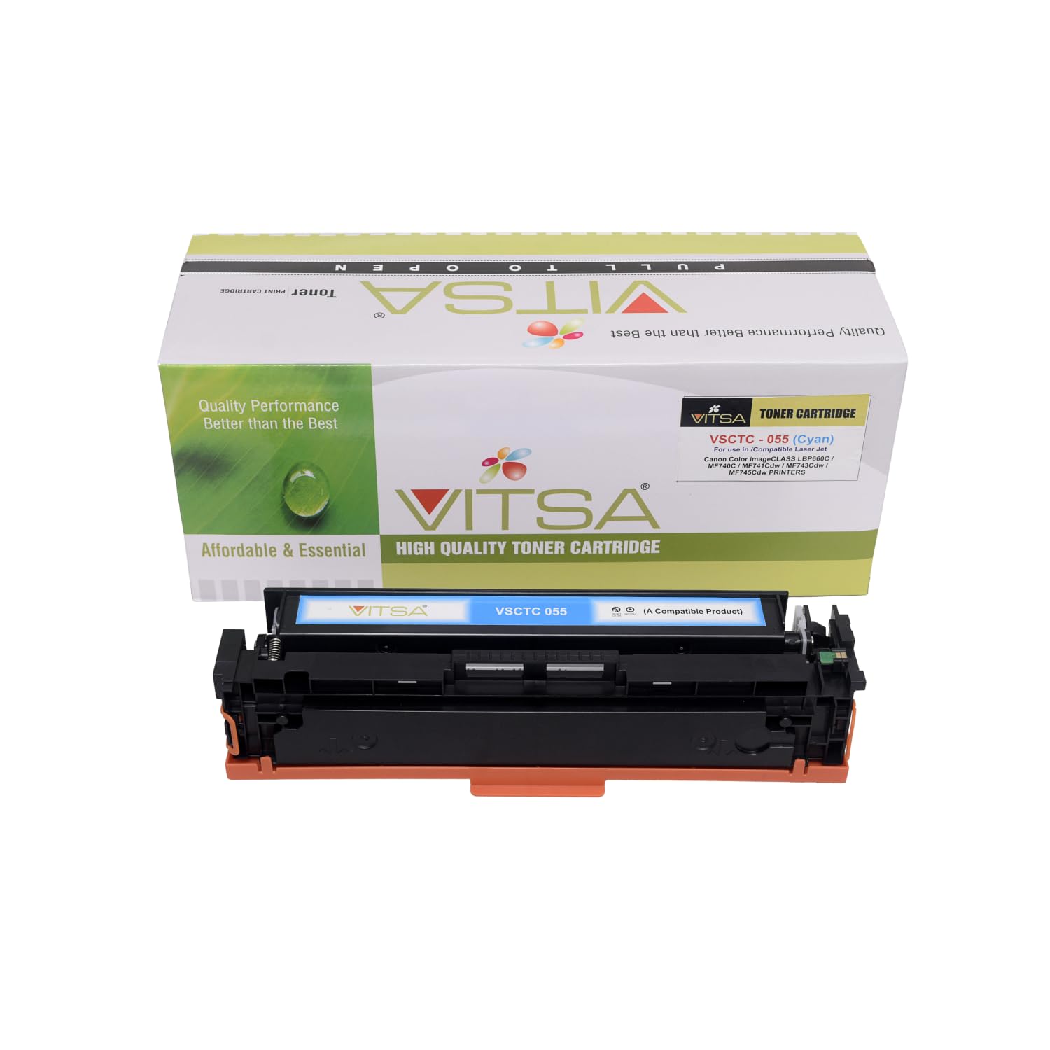 VITSA 055 Cyan Toner Cartridge Compatible for Canon Image Class MF741CDW, MF743CDW, MF745CDW, MF746CDW,LBP664CDW Laser Printer (with CHIP)