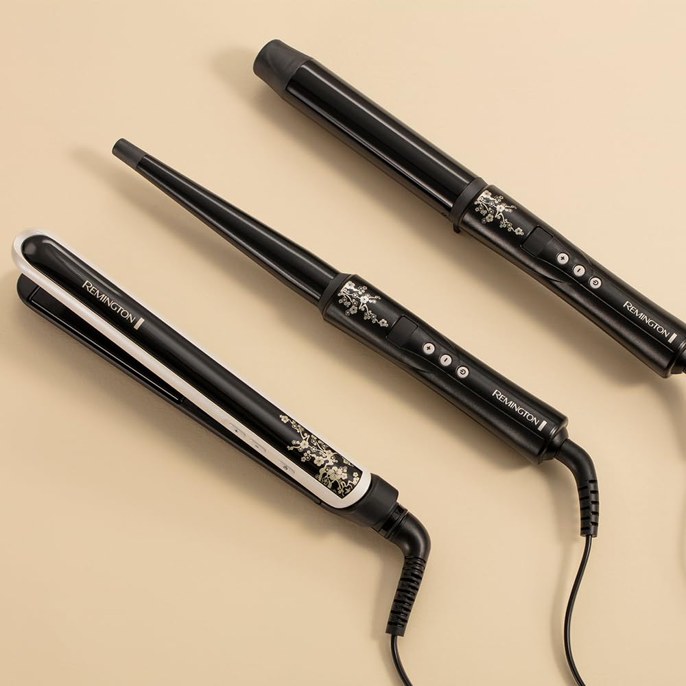Remington Boucleur à cheveux [Conique 13-25mm: Ondulations naturelles] (Céramique Premium avec éclats de perles, chaleur homogène, Ecran LCD, 130-210°C, gant de protection) Fer à boucler CI951