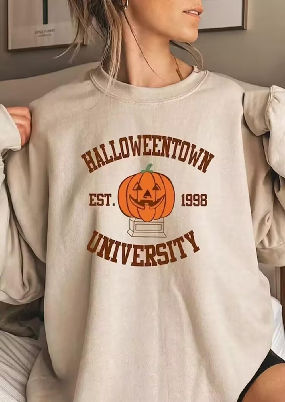 Halloweentown Est 1998 University Sweatshirt For Women Shirt Funny Pumpkin Print Shirt Tops Fall Crew Neck Pullover