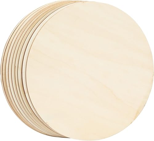 Miniatura 9 de Juvale Círculos de madera sin terminar  10 pulgadas de diámetro, acabado natural, paquete de 10  Discos y rondas de manualidades para pintar y