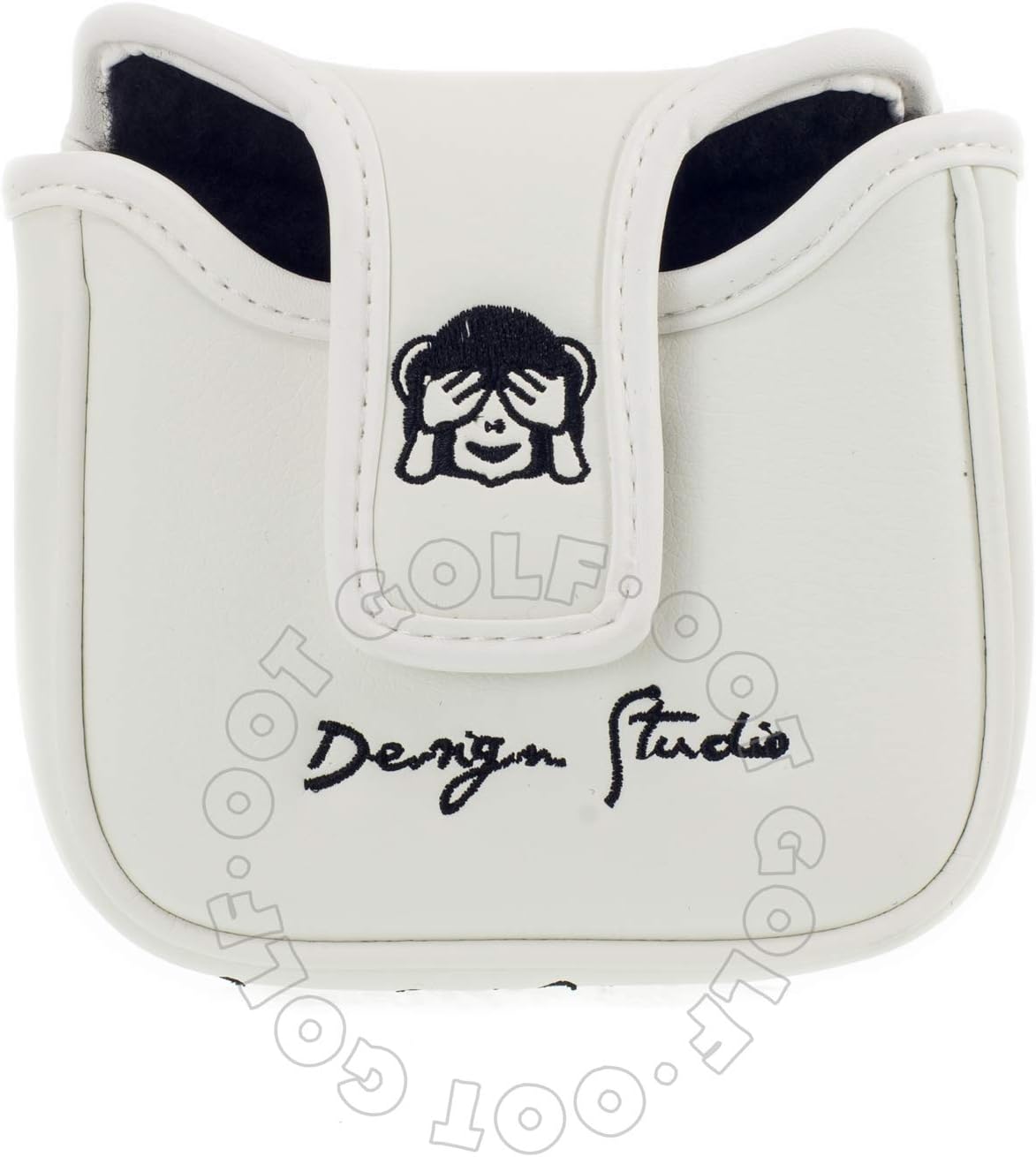 19th Hole Custom Shop Dancing Monkey High MOI Mallet Putter Headcover, Heel Shafted, White
