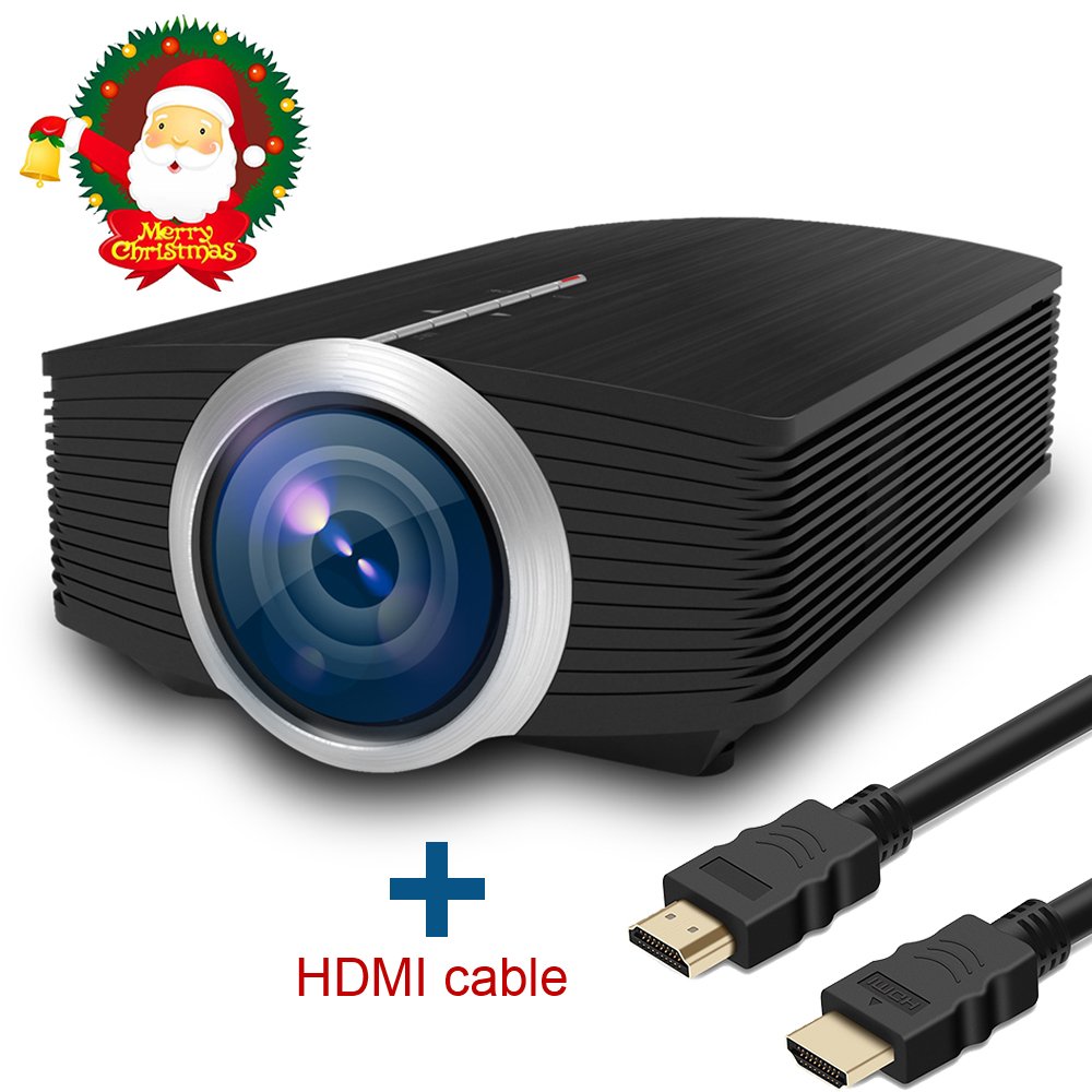 huiheng Video Projectors, LCD Portable Multimedia Video Projector for Home Cinema Support HD 1080P HDMI VGA AV USB TF Input With HDMI Cable