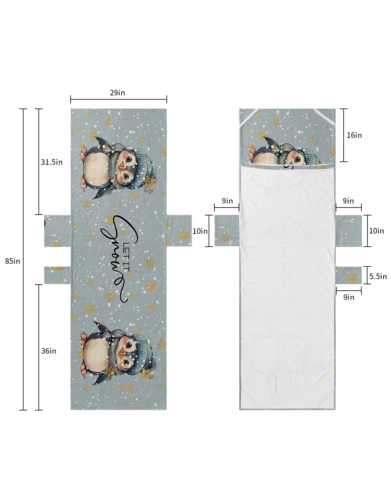 Blue Penguins Christmas Beach Lounge Chair Towel Cover, Soft Chaise Lounge Towel with Side Pockets Patio Pool Chairs Cover for Beach/Pool Sunbathing 29x85 Xmas Winter Snowflake Let Snow