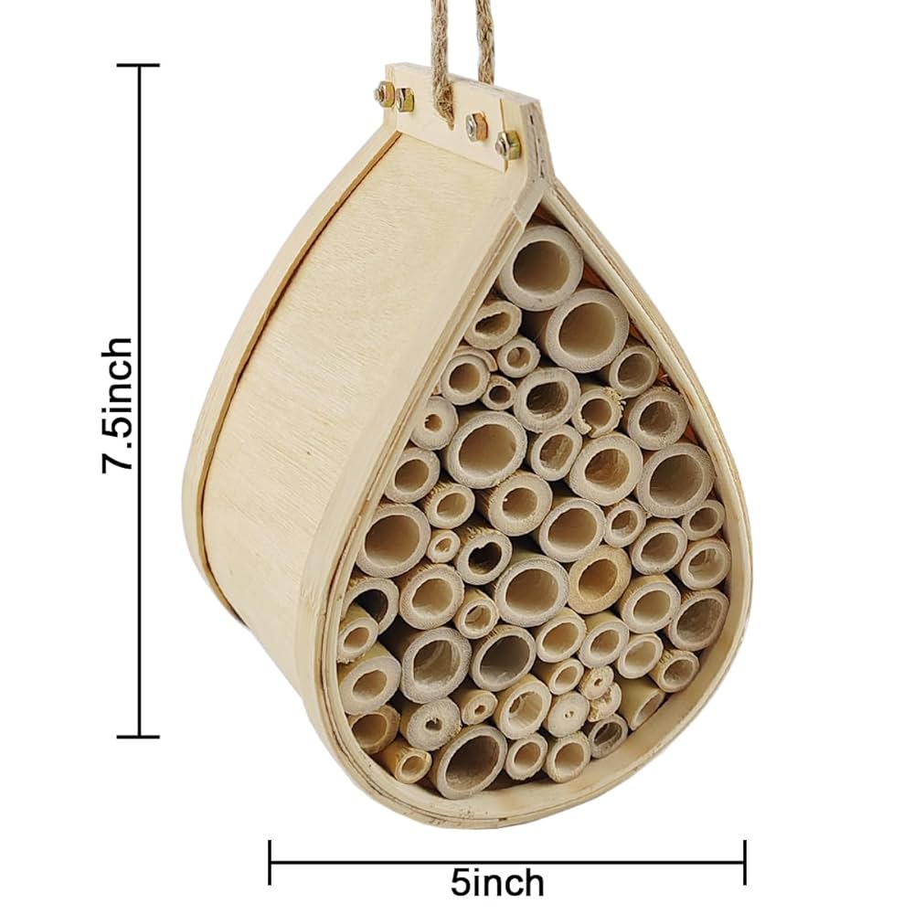 Snapklik.co : 2Pcs Bee House, Wooden Bee House, Bee Houses For Pollinating Bees, Insect Hotel