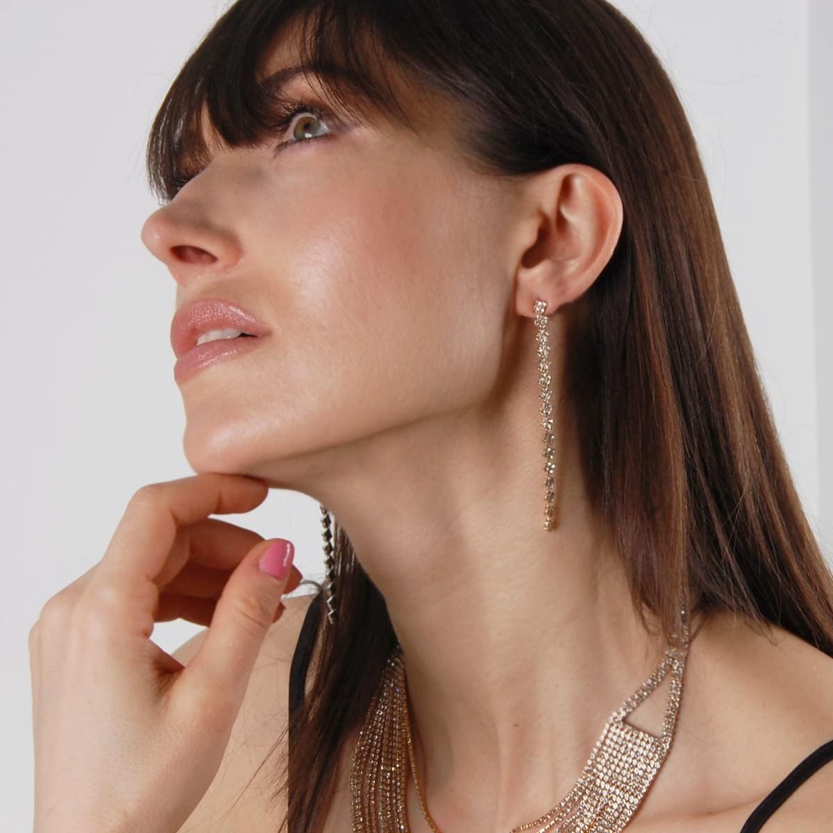 Simulated Diamond Drop Earrings for Women - Cubic Zirconia Statement Tennis Earrings - Hypoallergenic and Safe for Sensitive Ears - Image 8