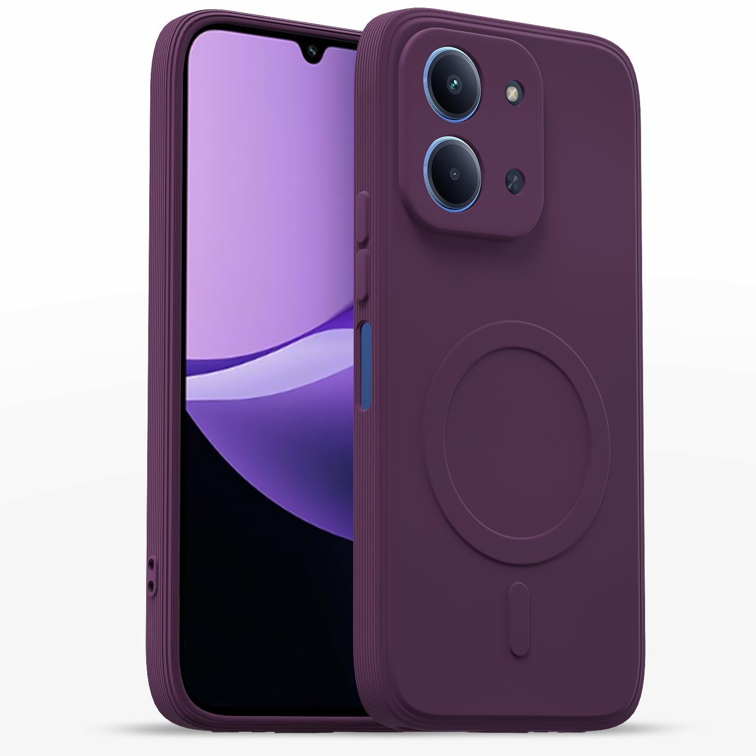 Amazon Basics Back Cover for Redmi 15C 5G Soft Matte Silicone with Camera Protection | Mag-Safe Logo (Not Mag-Safe Compatible) | Shockproof Slim Fit Bumper Case (Purple)