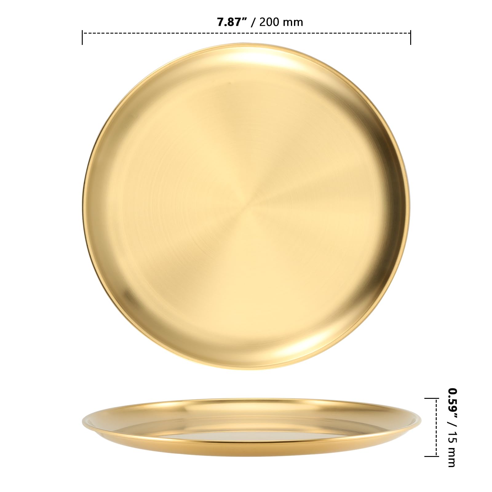 ZOENHOU 5 Pcs 20cm Stainless Steel Dinner Plates, Round Serving Platter Plates Dishes - Image 2