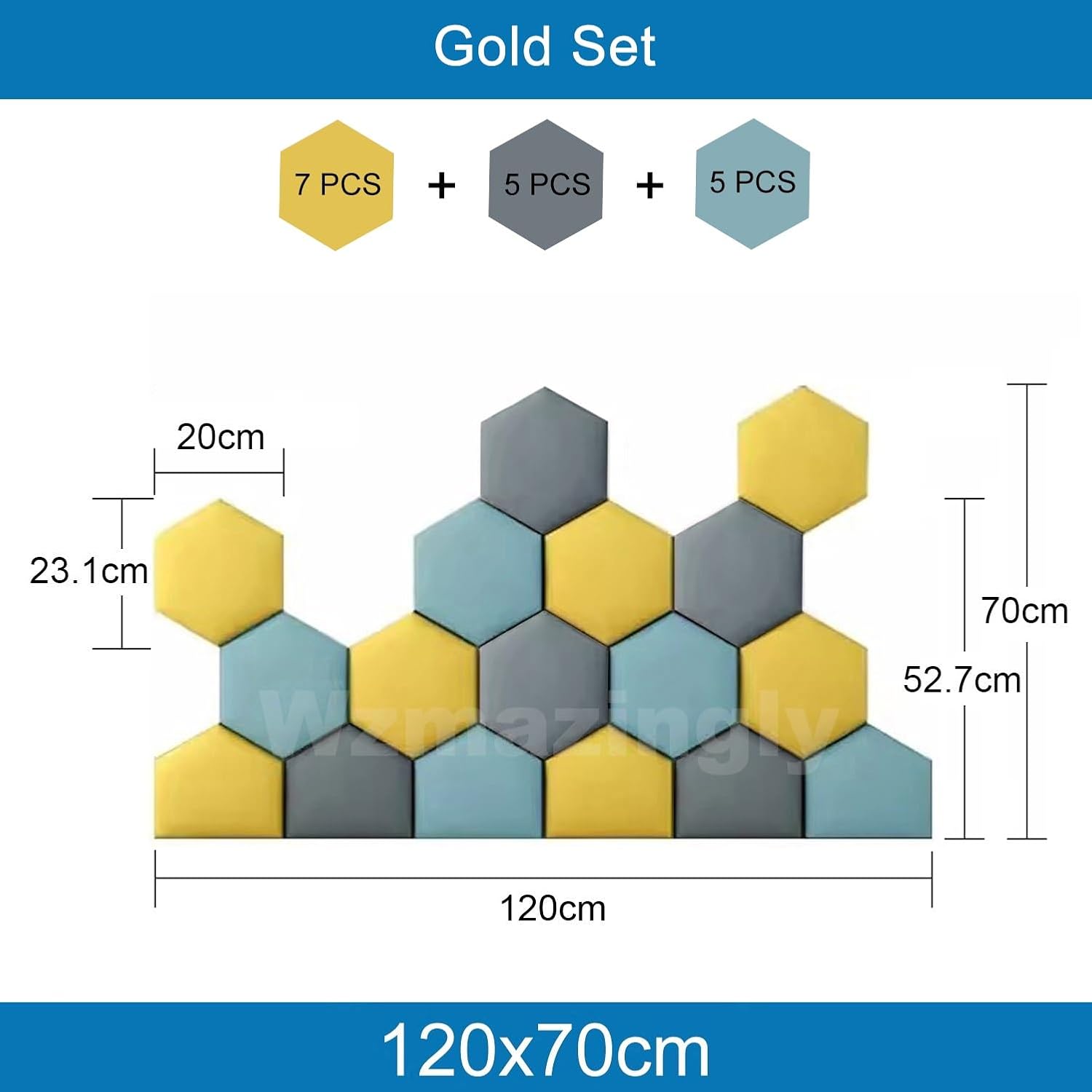 Padded Wall Panels Headboard for BedHead Self-Adhesive and Anti-Collision Kids' Rooms Modern 3D Decoration Wall Padding(Gold,120x70cm)