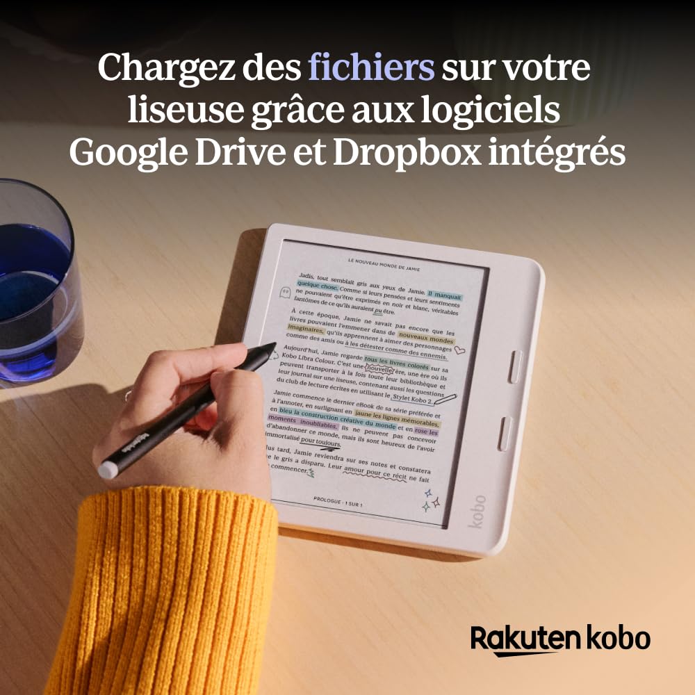 Kobo Libra Colour Black | Liseuse eBook Couleur | Écran Couleur E Ink Kaleido™ 3 sans Reflets de 7" | Option Mode Sombre | Étanche | Livres Audio | 32 Go de Stockage | Noir