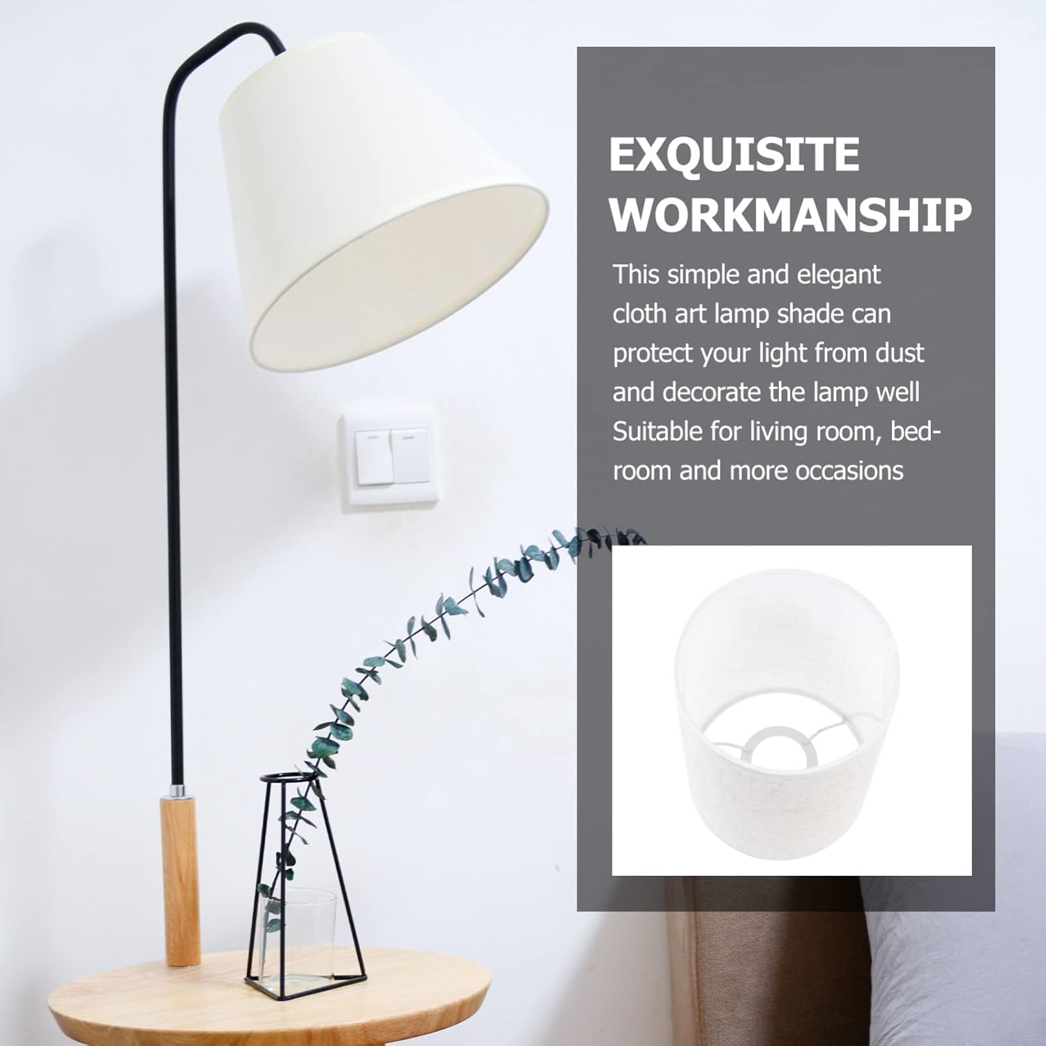 Lurrose White Lamp Shade Round Lampshade Cloth Cloth Lamp Shade Fabric Drum Lampshade Modern Lamp Cover for Table Floor Lamps Replacement Cloth Lamp Shades Vintage Home Decor