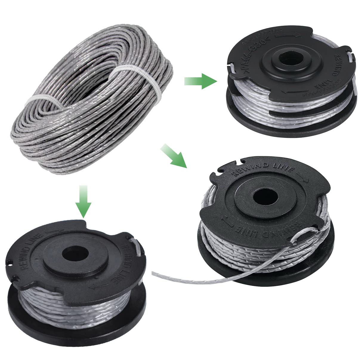 ZAMDOE Recortadora de línea Φ1.6mm 30m Nylon Trimmer Line F016800462 Reemplazo para Bosch Art 30-36 LI, Art 24, Art 27, Art 30, Art 23/26 SL Bobina de Hilo, Easygrasscut 23/26/18