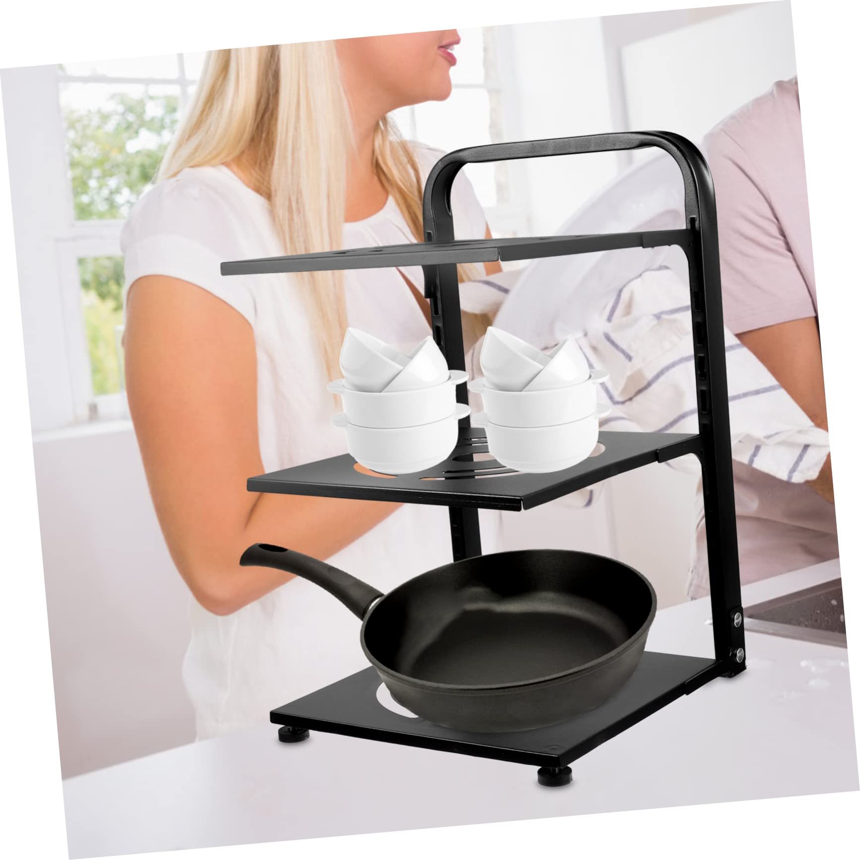 Ciieeo Organizzatore Per Pentole in Acciaio Al Carbonio Regolabile Portapentole Per Uso Organizzatore Per Pentole Da Cucina