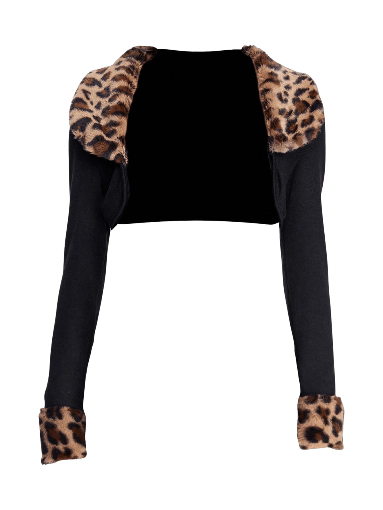 MakeMeChic Womens Cheetah Print Tops Y2K Fall Cardigan Fuzzy Shrugs Open Front Long Sleeve Crop Tops