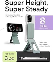 Vista 5 de MOFT Trípode para teléfono con palo selfie para iPhone, soporte de iPhone de múltiples ángulos, soporte de teléfono ligero y portátil, imanes Seafoam