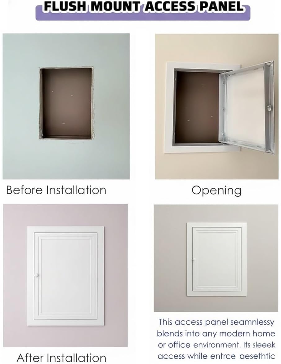 White Drywall Access Panel, Attic Access Panel Door for Drywall 12×12 18×18 24×16 32×20, Pull Open Cabinet Door for Kitchen Storage Room Laundry Chute Ceiling Plumbing Panel(18x24in)