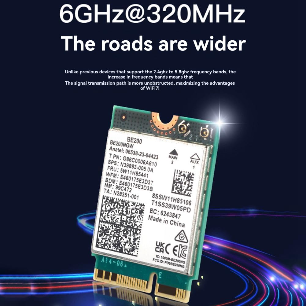 Per Win10/per Win11 BE200 WiFi 7 Card+8DBi Antenna 2.4G/5G/6Ghz Bluetooth 5.4 Adattatore WiFi 8774Mbps Scheda di Rete Wireless