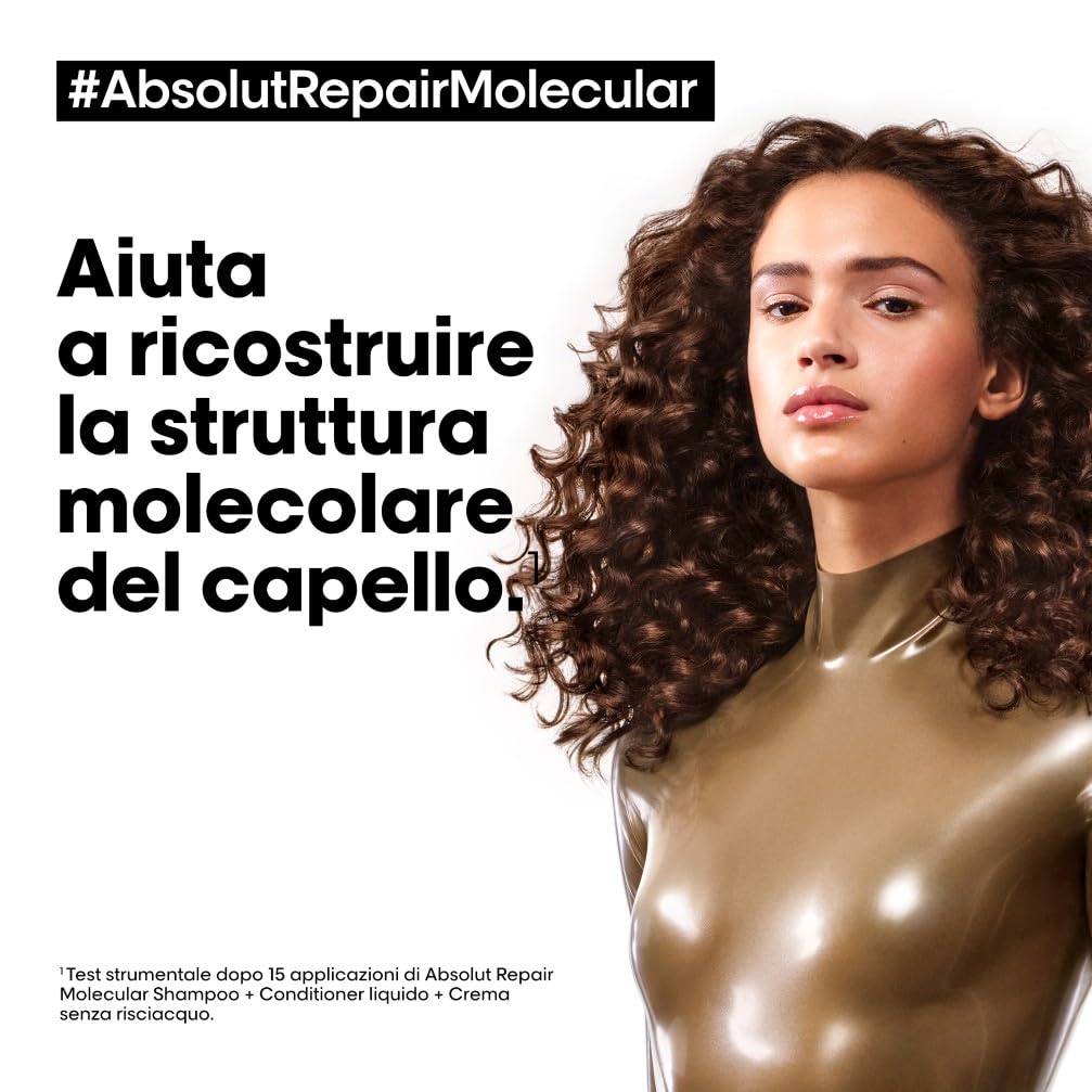 L’Oréal Professionnel Routine con Shampoo e Conditioner Liquido, Per Tutti i Tipi di Capelli Danneggiati, Ripara i Danni e Ripristina la Forza, Senza Solfati, Absolut Repair Molecular, SERIE EXPERT