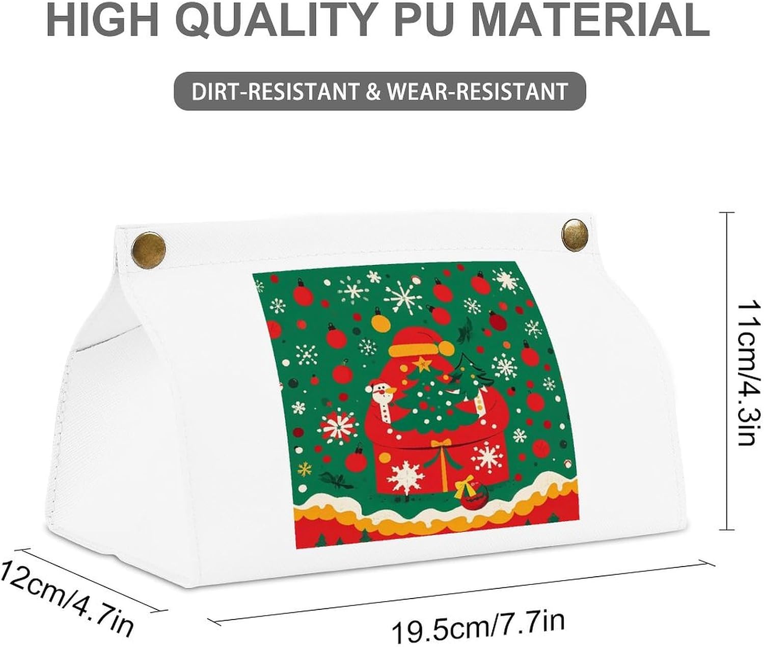 Decorative PU Tissue Paper Holder Classic Christmas Scenes Printed Tissue Box Cover Napkin Tissues Organizer Home Decor for Bathroom Night Stands Desk Car Dining Table image 2