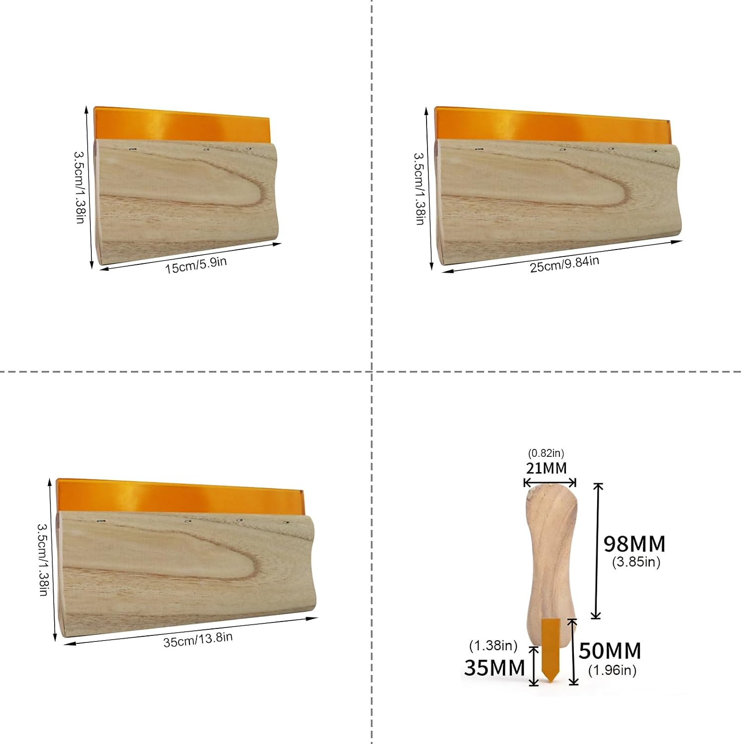3Pcs Screen Printing Squeegee Wood Handle Tools 75 Durometer Wooden Inks Scraper Squeegee