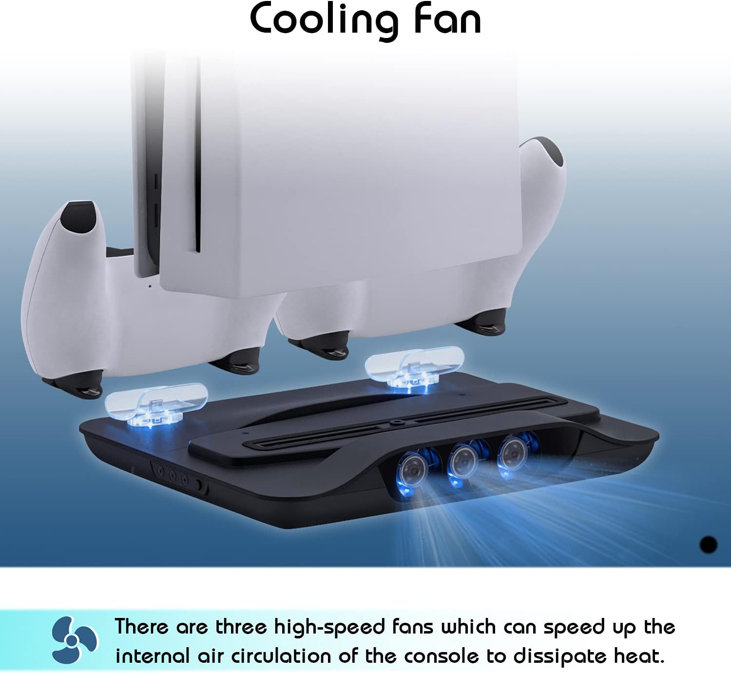 Mcbazel Cooling Fan and Dual Controller Charger Station for PS5 Console, Cooler Station and Charging Dock with Extra USB Ports for Playstation 5 UHD and Digital Edition – Black