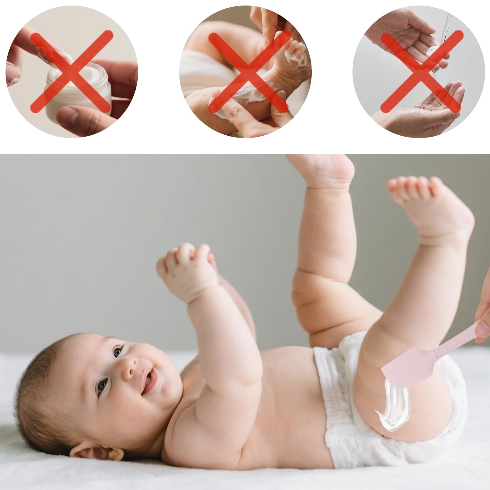 lasuroa 2uds Espátulas para Crema Pañal de Bebé con Estuche, 2 Tamaños Aplicador Pasta de Silicona Suave y Flexible Espátula para Crema Pañal Trasero Bebé Recién Nacido Cepillo (Rosa)